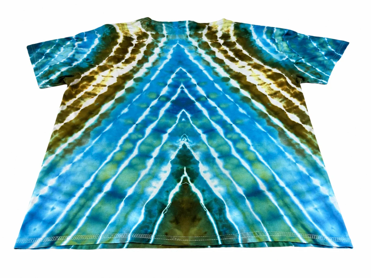 Turquoise and olive hand-dyed shirt